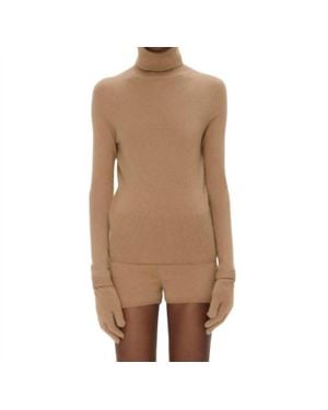 Jonathan Simkhai Dita Cashmere Turtleneck Sweater With Gloves - Brown