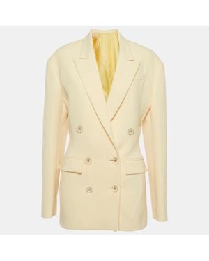 The Attico Crepe Double Breasted April Blazer - Natural