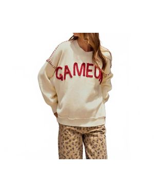 Clothing by IVE Oversized Stitch Detail Yoga Lettering Sweatshirts - Multicolor