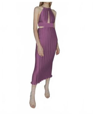 AIIFOS Valerie Halter Neck Pleated Dress - Purple