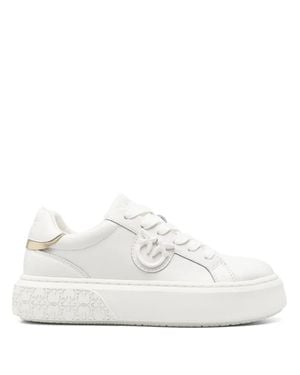 Pinko Yoko 12 Minimalist Leather Sneakers - White