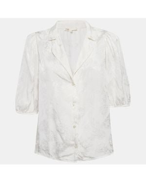 Maje Ecru Jungle Jacquard Satin Shirt - White