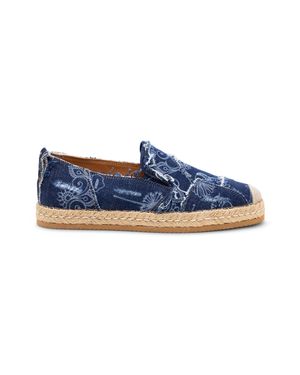 Hogan Denim Floral Print Espadrilles - Blue