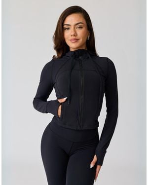 AVA Active Hera Zip Up Crop Hoodie - Blue