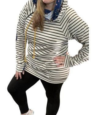Michelle Mae Floral Accents Double Hoodie - Multicolor