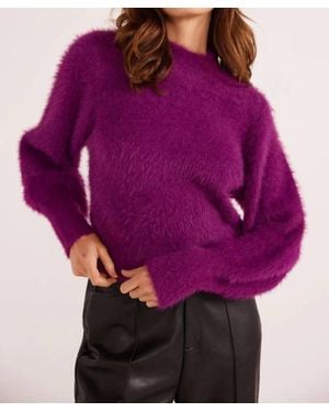 MINKPINK Millie Fluffy Knit Sweater - Purple