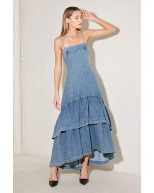 TRUEDAMES Runway Rebel Denim Midi Dress - Blue