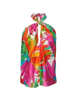 Ronny Kobo Omilia Floral Cutout Silk Jacquard Top - White