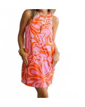 Karlie 70's Floral Sleeveless Dress - Red