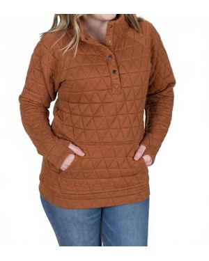 Michelle Mae Geometric Button Snap Pullover Jacket - Orange