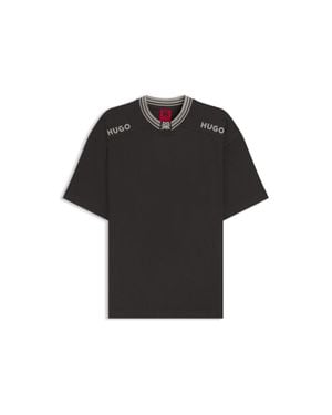 HUGO X Rb Cotton T-Shirt With Tipping And Logos - Black