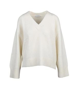 Ballantyne V-Neck Pullover Crafted From Alpaca-Wool Blend - White
