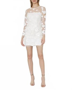 MILLY Leona Floral Cascading Sequins Dress - White