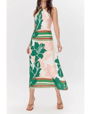 Greylin Lyra Border Halter Midi Dress - Green