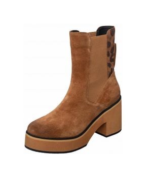 Antelope Chelsea Boots Platform Block Heel - Brown