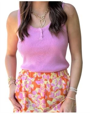 Compañía Fantástica Ribbed Button Tank - Purple