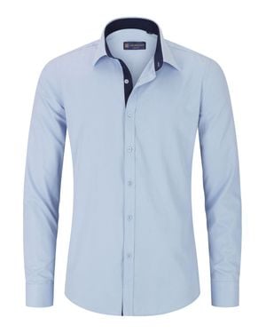 TruClothing Button Down Cuff Long Sleeve Shirt - Blue