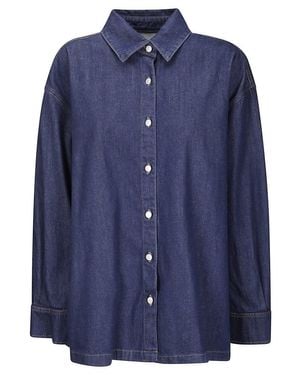 7 For All Mankind Franklin Oversized Dark Denim Shirt - Blue