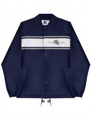 Starter Dallas Cowboys Snap-Front Collared Chest Stripe Jacket - Blue