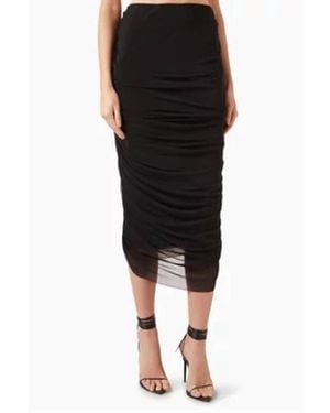 Just BEE Queen Donna Ruched Midi Skirt - Black