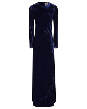Semicouture Velvet Midi Dress - Blue