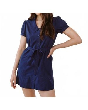 Bella Dahl Short Sleeve Seamed Collar Dress - Blue