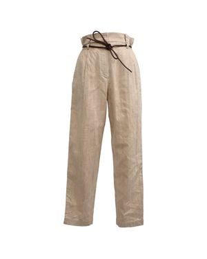 Brunello Cucinelli Belted Carrot Pants - Natural