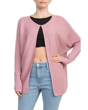 Lissy Crew Neck Open Front Knit Cardigan - Red