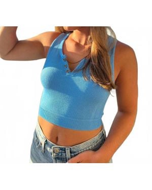 By Together Bryer Ribbed Crop Top - Blue