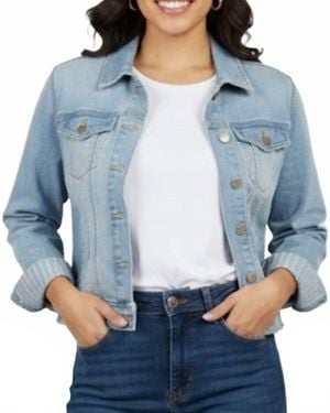 Pine Apparel Denim Cuffed Jacket - Blue