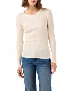 AMO Swoon Long Sleeve Ribbed Top - Blue