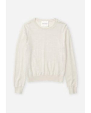 Closed Long Sleeve Crewneck Knit Sweater - White