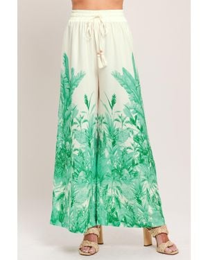 TRUEDAMES Palm Serene Woven Pants - Green