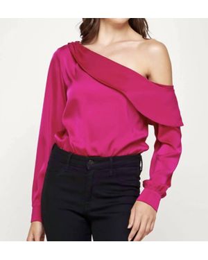 Strut & Bolt One Shoulder Satin Bodysuit - Pink