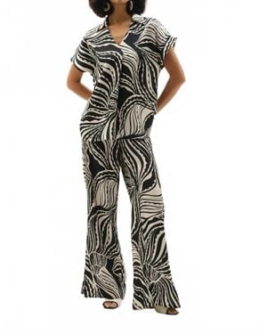 Joseph Ribkoff Abstract Side Slit Wide Leg Pants - Multicolor
