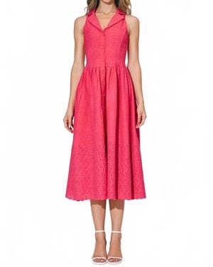 Adelyn Rae Anastatia Embroidered Halter Midi Dress - Pink