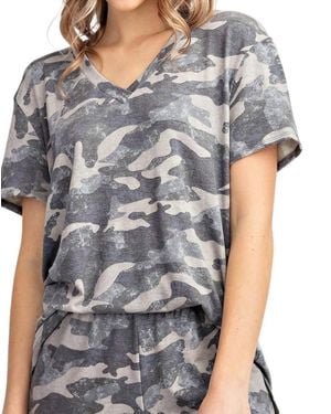143 Story Camouflage Short Sleeve Top - Gray