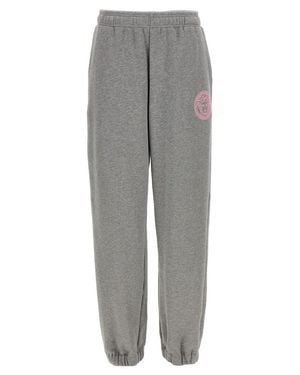 Versace Brushed Cotton Sweatpants With Embossed Logo - Gray