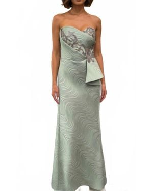 Mnm Couture Strapless Sequin Beading Design Gown - Green