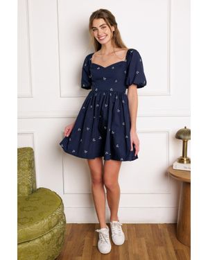 TRUEDAMES Walk It Out Woven Mini Dress - Blue