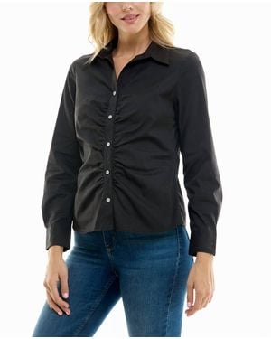 Nicole Miller Amber Stretch Button Down Shirt - Black