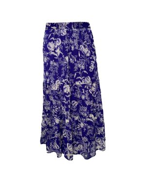Ba&sh Uria Printed Midi Tiered Skirt - Blue