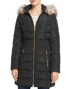 Laundry by Shelli Segal Cinch Waist Down Puffer Hooded Coat - Black