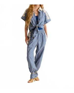 Carolina K Lou Lace Inset Pants - Blue