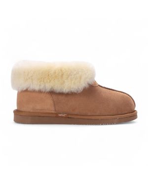 Infinity Leather Sheepskin Suede Ankle Slip-On Bootie Winter - Brown