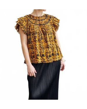 Ulla Johnson Pre-Loved Amai Top With Flutter Cap Sleeve - Black