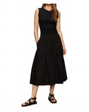 Sanctuary Poplin Prairie Midi Skirt - Black
