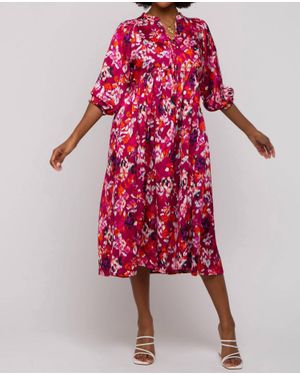 Umgee Pembrooke Knit 3/4 Sleeve Dress - Red