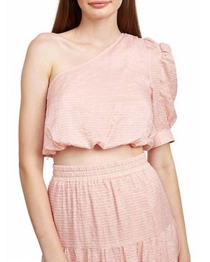 En Saison Auden Striped One-Shoulder Blouse - Pink