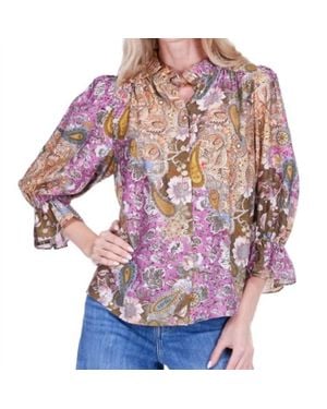 J joy Mosaic Paisley Top - Purple